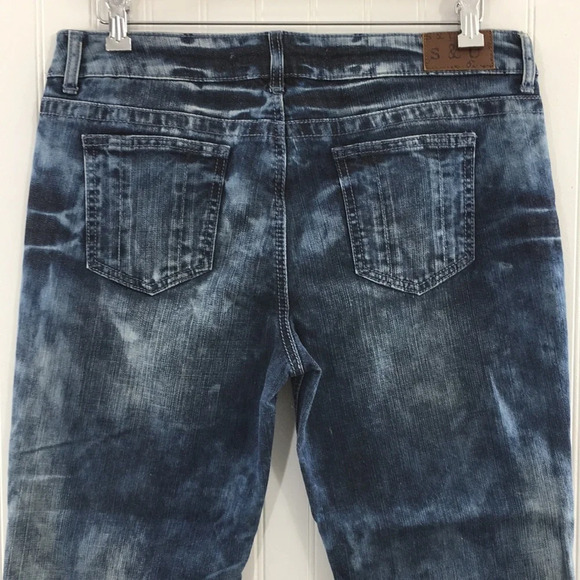 S&P Standards and Practices Cropped Jeans Acid Wash Denim Mid Rise Tie Dye - Picture 4 of 13